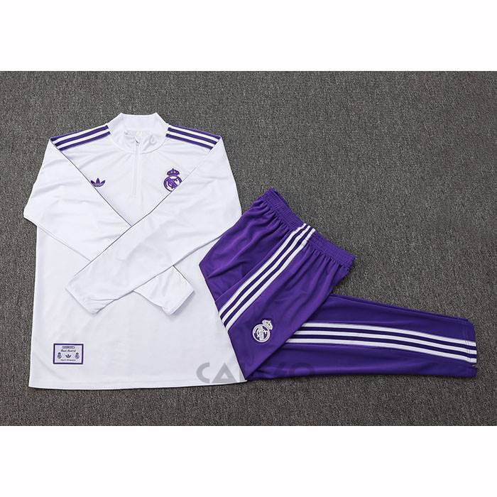 Tuta da Track di Felpa Real Madrid Bambino 2025-2026 Bianco Purpura